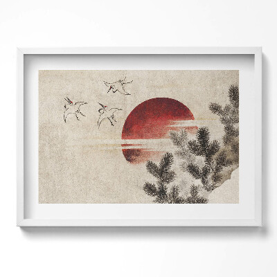 Obraz w ramie Japońska sztuka zachodzące słońce