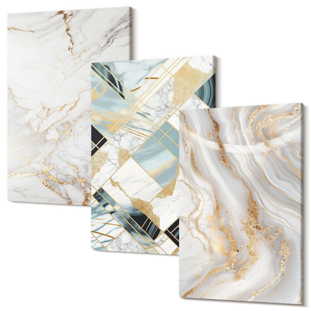 Zestaw obrazów 3 części tryptyk Eleganckie modne wzory marmurowe abstrakcja