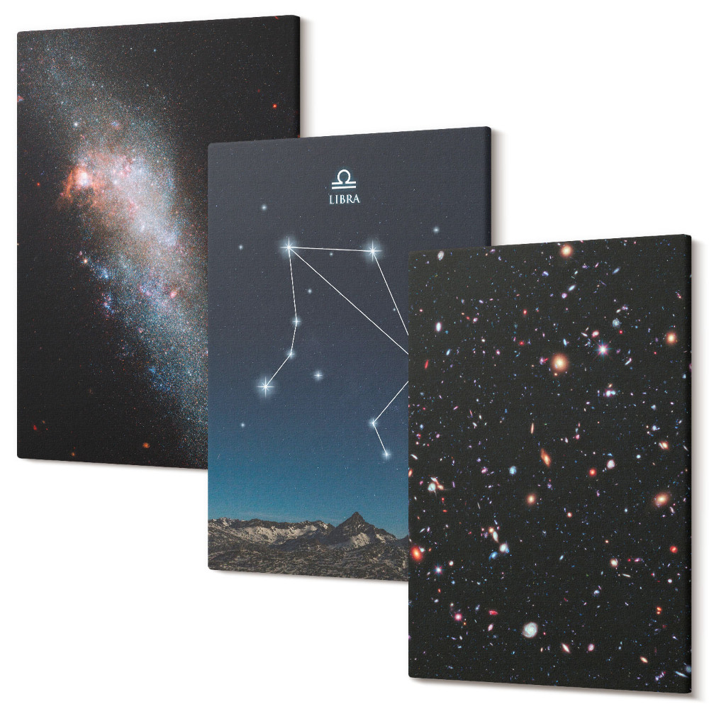Zestaw obrazów tryptyk na ścianę Kosmos galaktyka konstelacja Waga nocne niebo