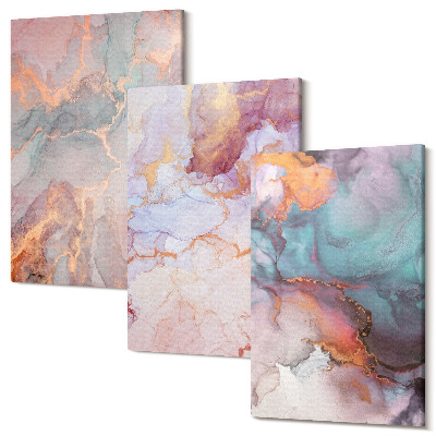 Zestaw obrazów na płótnie tryptyk Abstrakcyjne wzory w pastelowych kolorach z akcentami