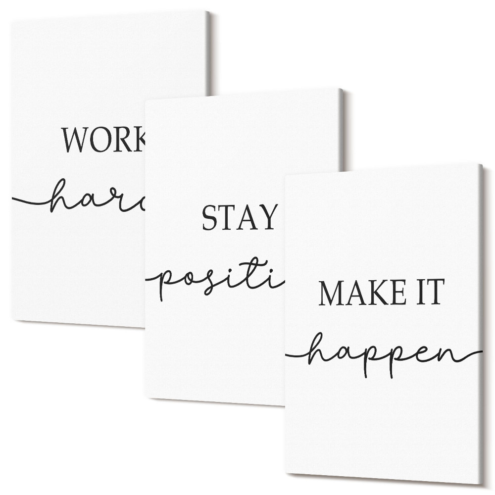 Zestaw obrazów 3 części tryptyk Minimalistyczne napisy motywacyjne inspirujące