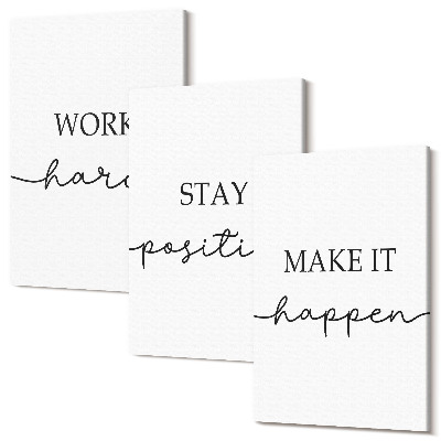 Zestaw obrazów 3 części tryptyk Minimalistyczne napisy motywacyjne inspirujące