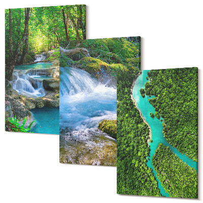 Zestaw obrazów na płótnie tryptyk Zielone lasy i krystaliczne wody rzeki