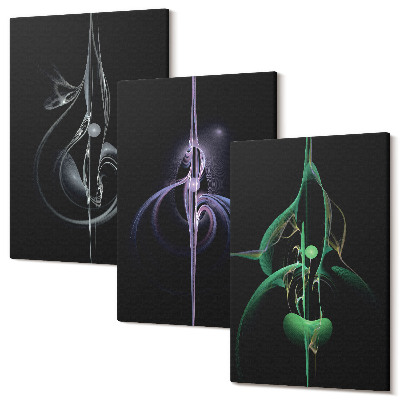 Zestaw obrazów tryptyk na ścianę Abstrakcyjne wzory w odcieniach czerni i kolorów