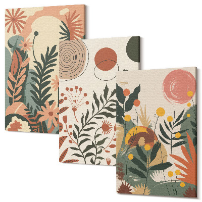 Zestaw obrazów na płótnie tryptyk Roślinne wzory vintage w odcieniach pastelowych