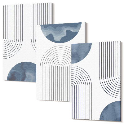 Zestaw obrazów na płótnie tryptyk Abstrakcyjne wzory w odcieniach niebieskiego i białego