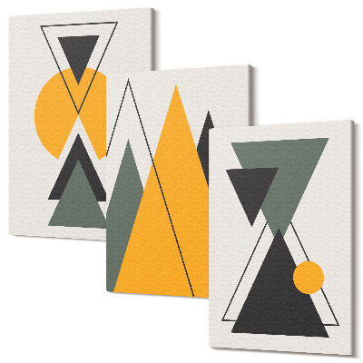 Zestaw obrazów tryptyk na ścianę Abstrakcyjne kształty geometryczne