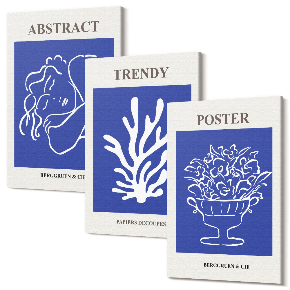 Zestaw obrazów na płótnie tryptyk Stylowe niebieskie postery Henri Matisse