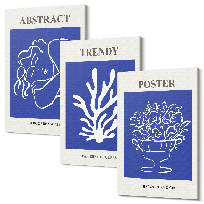Zestaw obrazów na płótnie tryptyk Stylowe niebieskie postery Henri Matisse