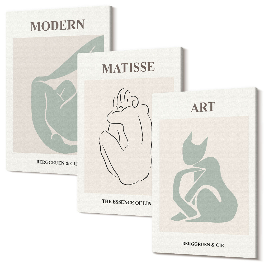 Zestaw obrazów 3 części tryptyk Abstrakcyjne figury w pastelowych odcieniach Henri Matisse