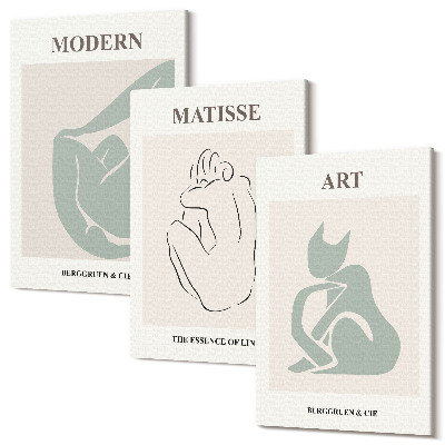 Zestaw obrazów 3 części tryptyk Abstrakcyjne figury w pastelowych odcieniach Henri Matisse