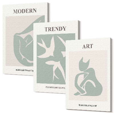 Zestaw obrazów na płótnie tryptyk Henri Matisse abstrakcyjne figury w stonowanej kolorystyce