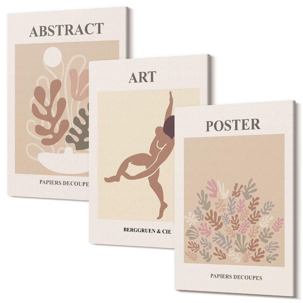 Zestaw obrazów tryptyk na ścianę Stylowe abstrakcyjne kompozycje Henri Matisse