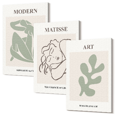 Zestaw obrazów 3 części tryptyk Stylowe postacie i rośliny w minimalistycznym designie