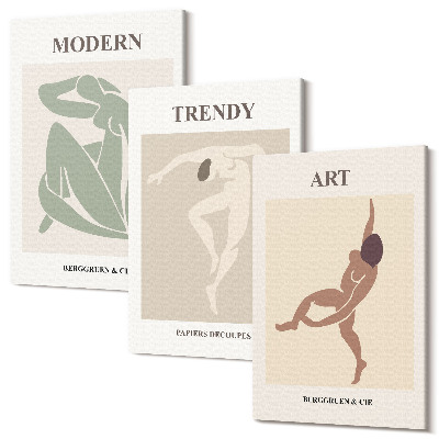 Zestaw obrazów na płótnie tryptyk Stylowe postacie w minimalistycznych odcieniach