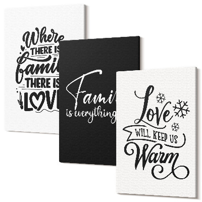 Zestaw obrazów 3 części tryptyk Rodzina miłość ciepło domowe napisy inspirujące