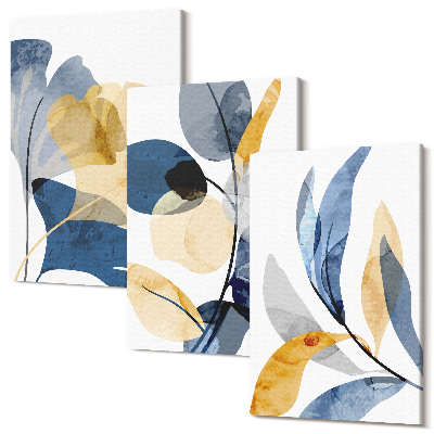Zestaw obrazów na płótnie tryptyk Roślinne motywy w akwarelowym stylu
