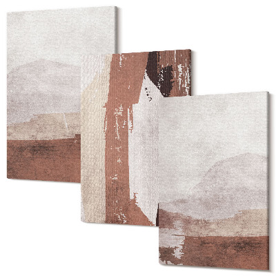 Zestaw obrazów 3 części tryptyk Abstrakcyjne wzory w odcieniach brązu i beżu