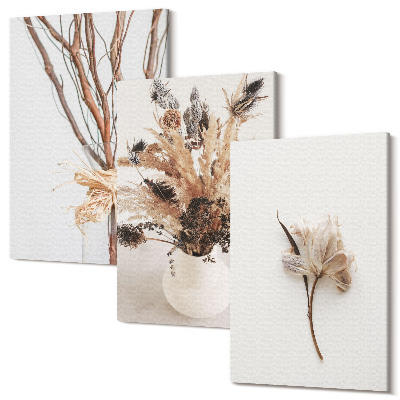 Zestaw obrazów 3 części tryptyk Kwiaty i gałęzie w minimalistycznym stylu natury
