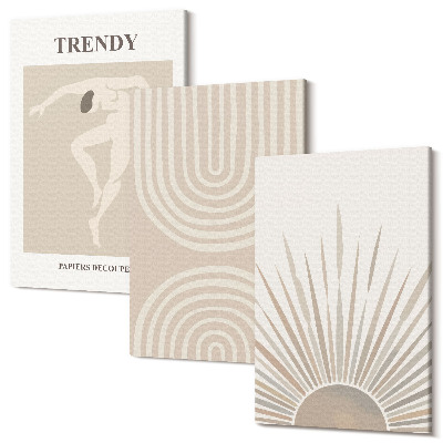 Zestaw obrazów tryptyk na ścianę Pastelowe postery modne abstrakcje boho