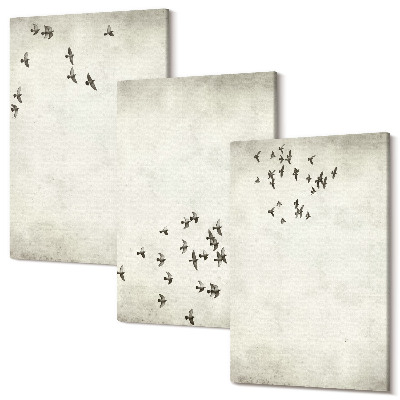 Zestaw obrazów na płótnie tryptyk Minimalistyczny malunek lecących ptaków
