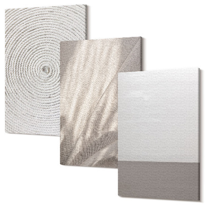 Zestaw obrazów na płótnie tryptyk Delikatne naturalne tekstury w stylu boho