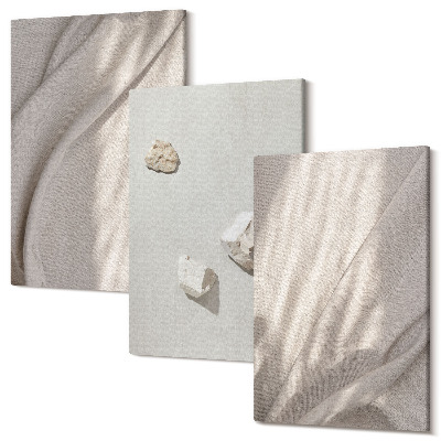 Zestaw obrazów 3 części tryptyk Zbliżenia na struktury styl boho nowoczesny