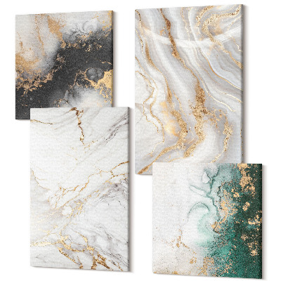 Zestaw obrazów kwadryptyk na ścianę Abstrakcyjne wzory w odcieniach bieli czerni zieleni