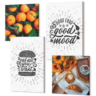 Zestaw obrazów na płótnie kwadryptyk Kuchenne motywy i soczyste pomarańcze