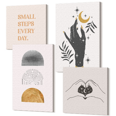 Zestaw obrazów kwadryptyk na ścianę Minimalistyczne estetyczne ilustracje boho