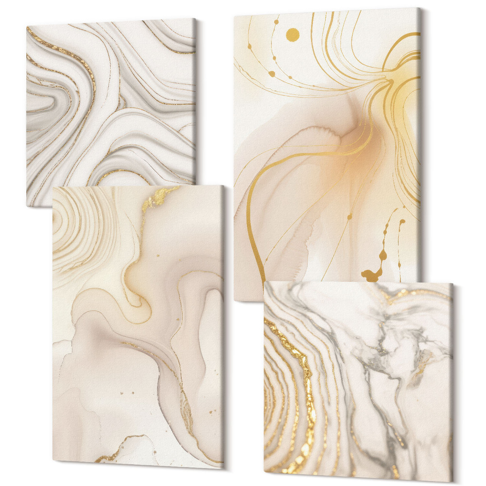 Zestaw obrazów na płótnie kwadryptyk Subtelne abstrakcyjne wzory rozlanych farb