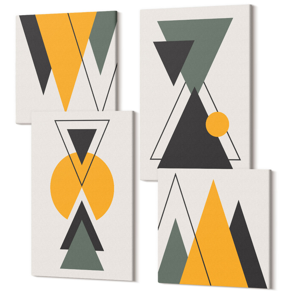 Zestaw obrazów kwadryptyk na ścianę Abstrakcyjne kształty geometryczne