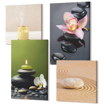 Zestaw obrazów kwadryptyk na ścianę Relaksujące motywy kamieni spokój i zen