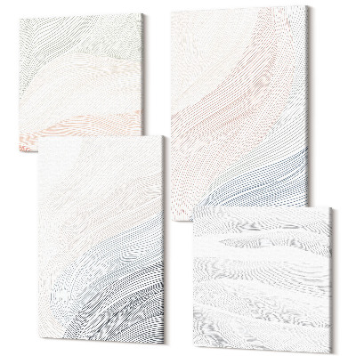 Zestaw obrazów kwadryptyk na ścianę Abstrakcyjne fale malunek tektury pastelowe barwy