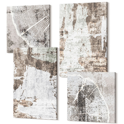 Zestaw obrazów kwadryptyk na ścianę Abstrakcyjne wzory w odcieniach bieli i brązu