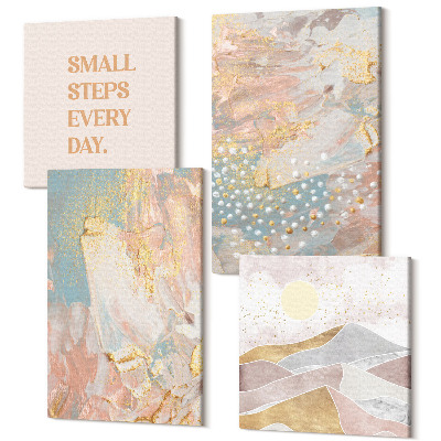 Zestaw obrazów kwadryptyk na ścianę Abstrakcyjne wzory w pastelowych kolorach tekstura