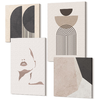 Zestaw obrazów na płótnie kwadryptyk Abstrakcyjne wzory w odcieniach bieli i brązu