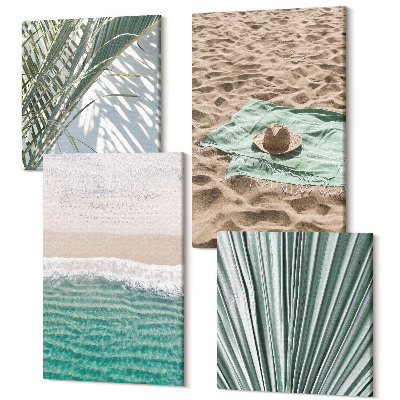 Zestaw obrazów na płótnie kwadryptyk Wakacyjne widoki letnie na plaży nad morzem