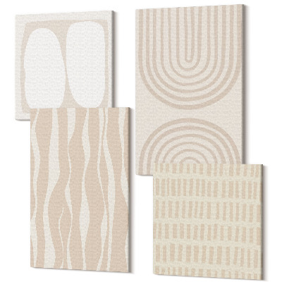 Zestaw obrazów na płótnie kwadryptyk Abstrakcyjne wzory nieregularne kształty boho