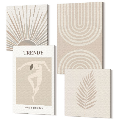 Zestaw obrazów 4 części kwadryptyk Pastelowe postery modne abstrakcje boho