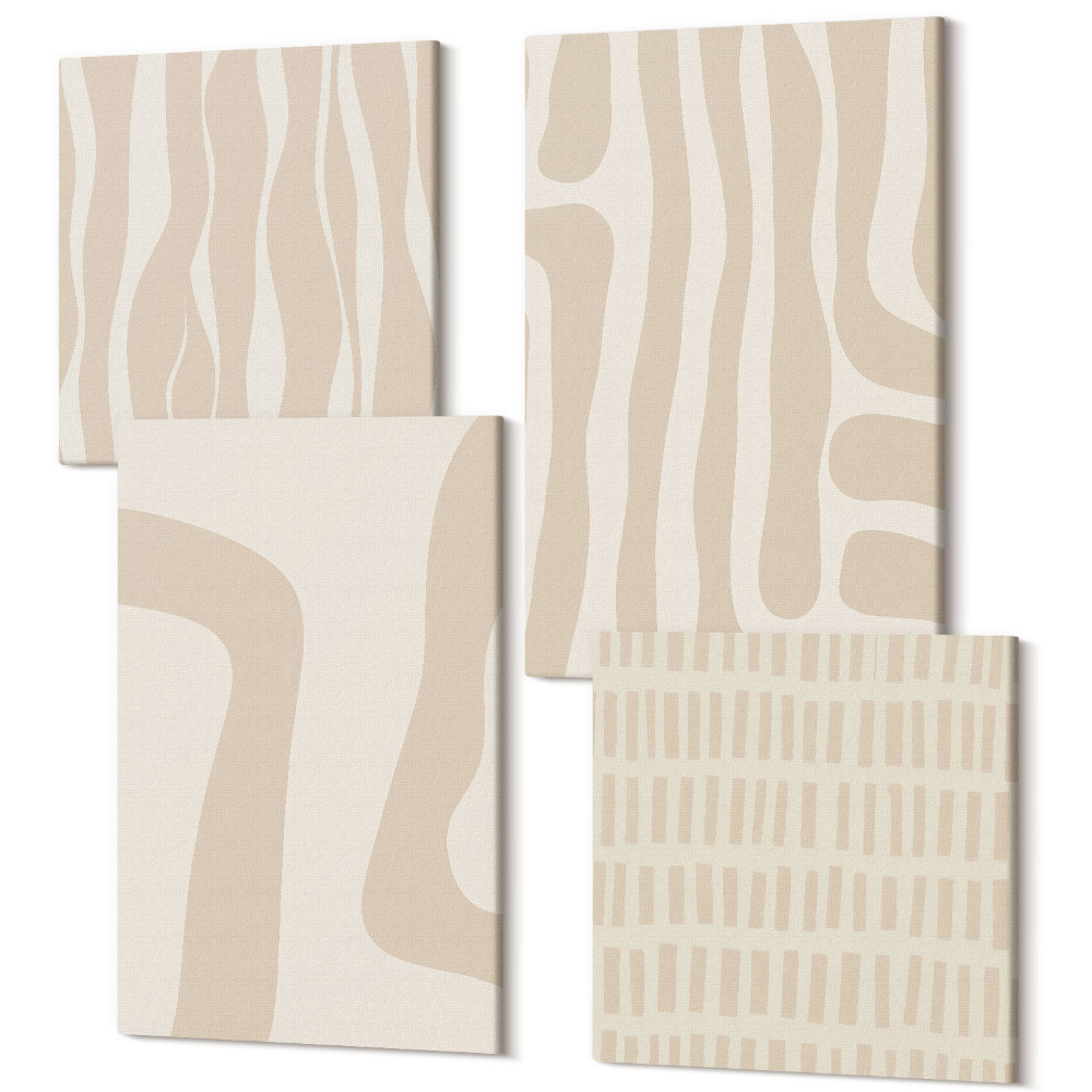 Zestaw obrazów 4 części kwadryptyk Abstrakcyjne wzory minimalistyczne kształty styl boho