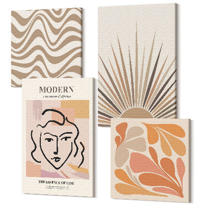 Zestaw obrazów na płótnie kwadryptyk Słońce boho pastelowe abstrakcyjne kształty poster