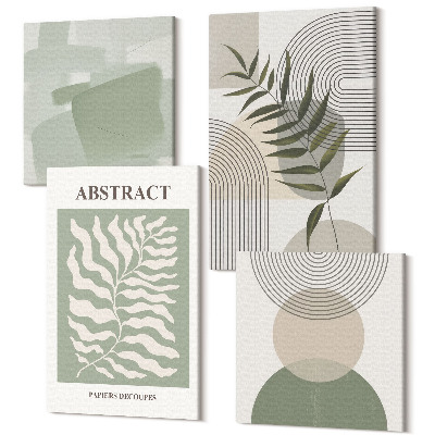 Zestaw obrazów 4 części kwadryptyk Botaniczne abstrakcje styl boho rustykalny