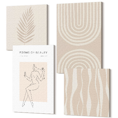 Zestaw obrazów kwadryptyk na ścianę Abstrakcyjne wzory delikatne boho dekoracje