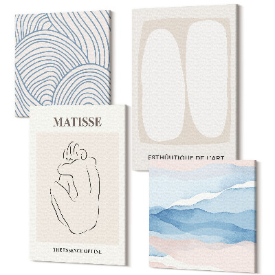 Zestaw obrazów na płótnie kwadryptyk Abstrakcyjne formy i delikatne kolory Matisse