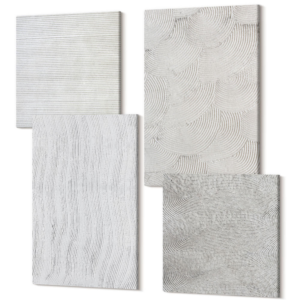 Zestaw obrazów kwadryptyk na ścianę Wzory na piasku linearne struktury geometryczne