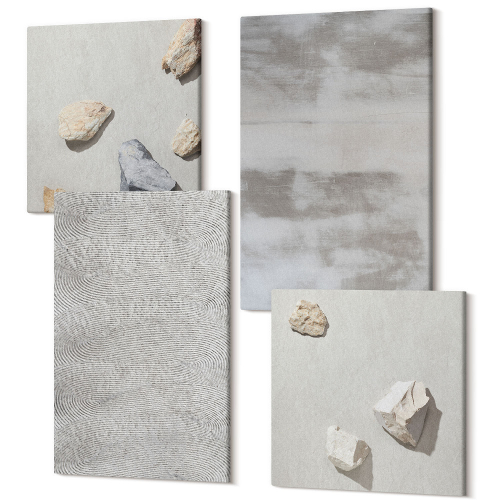 Zestaw obrazów 4 części kwadryptyk Nowoczesne struktury tekstury w minimalistycznym stylu