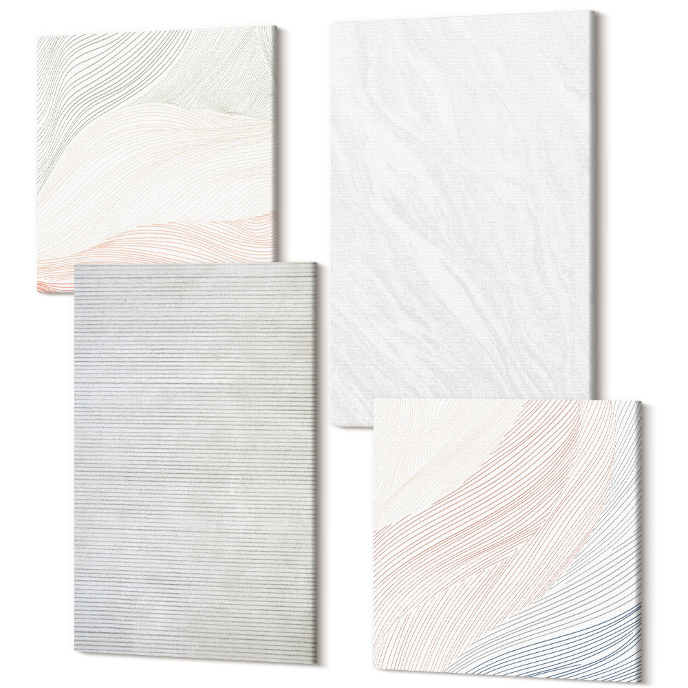 Zestaw obrazów kwadryptyk na ścianę Jasne struktury sznur wzory na piasku