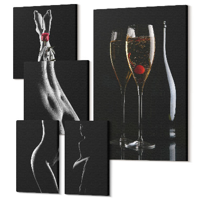 Zestaw obrazów 5 części pentaptyk Eleganckie akcenty w stylu nowoczesnym z motywem intymności
