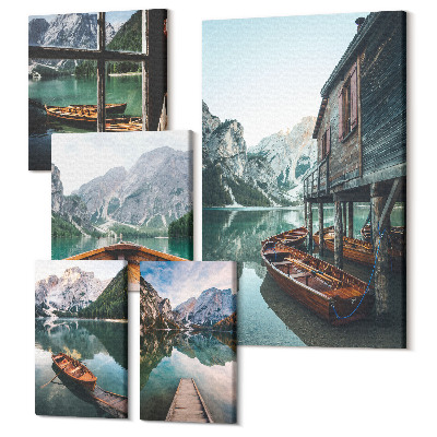 Zestaw obrazów 5 części pentaptyk Spokojne jeziora i malownicze górskie pejzaże